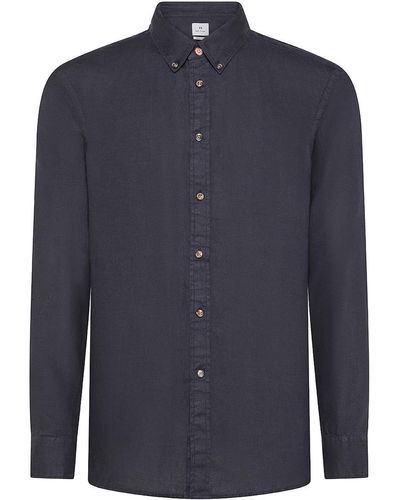 Paul Smith Long Sleeve Linen Shirt - Blue
