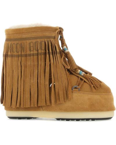 Alanui Camel Suede Ankle Boots - Brown