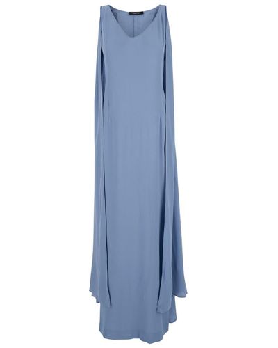FEDERICA TOSI Light Maxi Dress With Cape - Blue