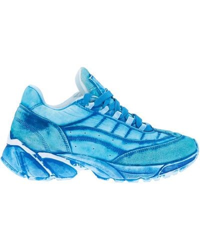 MM6 by Maison Martin Margiela Leather Lace-up Sneakers - Blue