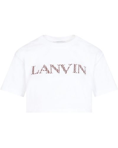 Lanvin Curb Embroidered Cropped T-shirt Tshirt - White