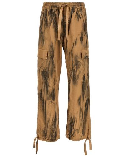 MSGM Dirty-effect Cargo Trousers - Natural