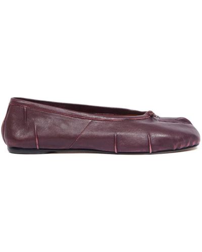 Maison Margiela Tabi New Leather Ballerina Shoes - Purple