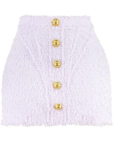 Balmain Tweed Mini-skirt - White
