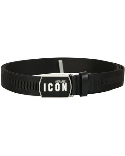 DSquared² Logo-patch Buckle Belt - Black