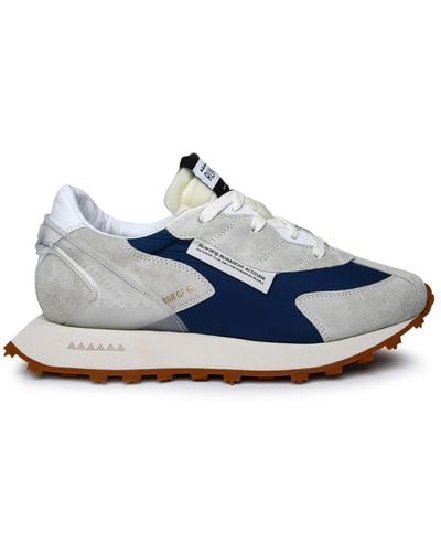 RUN OF Two-tone Suede Blend Trainers - Blue