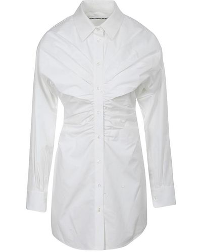 Alexander Wang Pulled Shirt Dress With Back Cummerbund - White