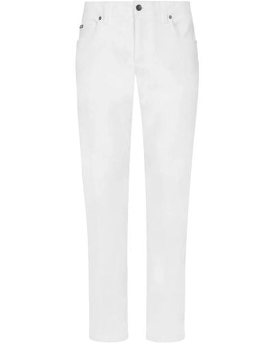 Dolce & Gabbana Logo-plaque Slim-fit Jeans - White