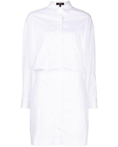 Theory Fitted Shirt Dress In Good Cotton - White