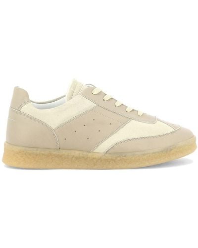 MM6 by Maison Martin Margiela 6 Court Paneled Leather Sneakers - Natural