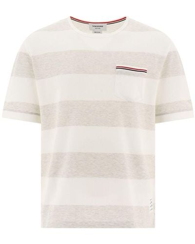 Thom Browne Striped Piqué T-Shirt - White