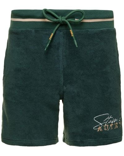 Autry Green Bermuda Shorts With Drawstring And Staple X Logo Detail In Jersey Man