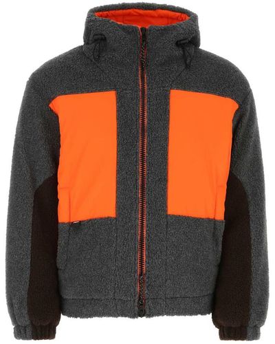 MSGM Dark Gray Pile Padded Jacket - Orange