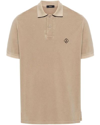 Herno Logo Cotton Polo Shirt - Natural