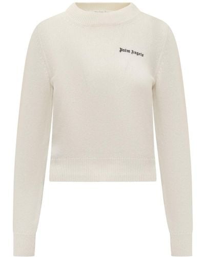 Palm Angels Sweater With Logo - White