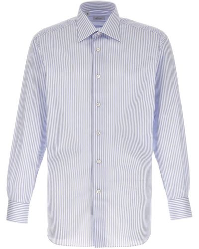 Brioni Striped Shirt Shirt, Blouse - Blue