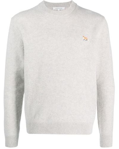 Maison Kitsuné Sweater With Fox Application - White