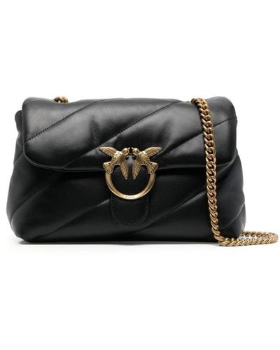 Pinko 'love Classic Puff' Shoulder Bag With Diagonal Maxi Quilting In Leather Woman - Black