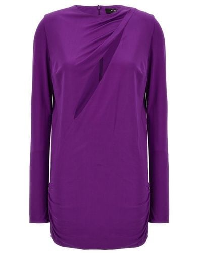 Versace Cut Out Jersey Dress - Purple