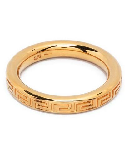 Versace Greek Key Band Ring - Metallic