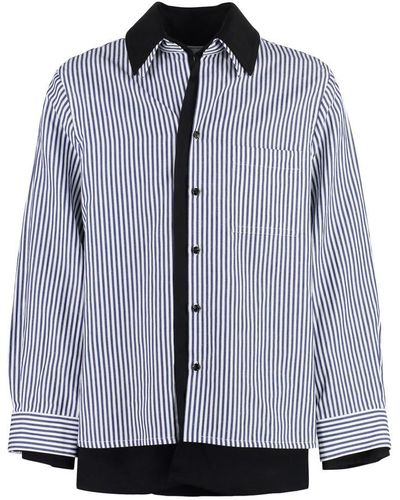 Bottega Veneta Striped Linen-cotton Blend Shirt - Blue