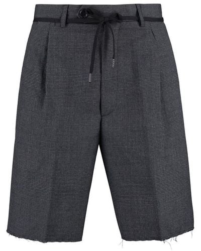 Aspesi Prince Of Wales Checked Wool Shorts - Grey