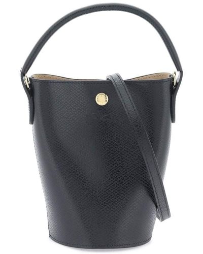 Longchamp Leather Trimmed Canvas Bucket Bag - Neutrals Bucket Bags, Handbags  - WL867185