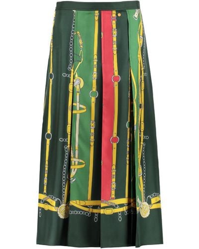 Gucci Printed Pleated Skirt - Green