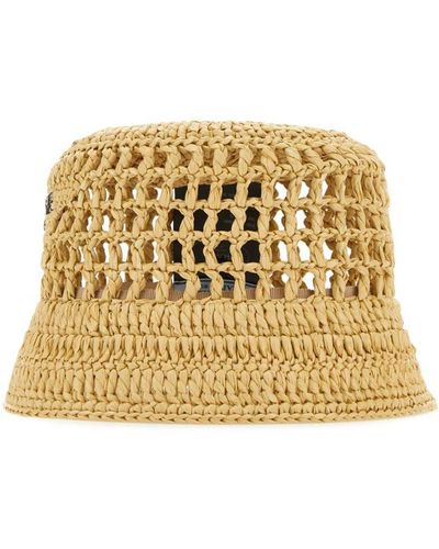 Prada Crochet Logo Bucket Hat - Metallic