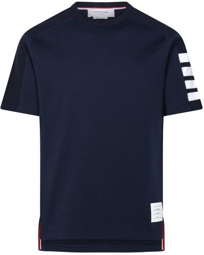 Thom Browne Navy Cotton T-shirt - Blue