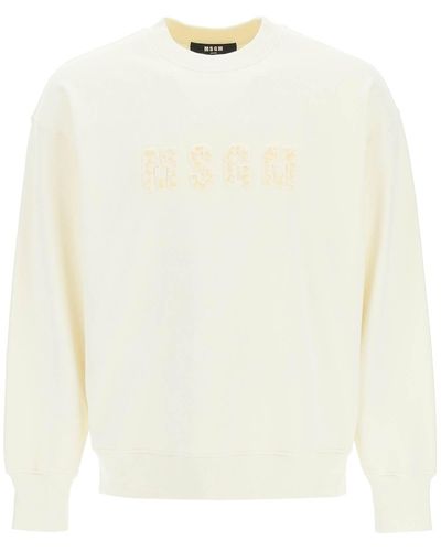 MSGM Hoodie With Embossed Logo - White