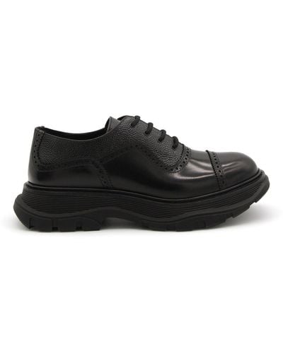 Alexander McQueen Leather Lace Up Shoes - Black