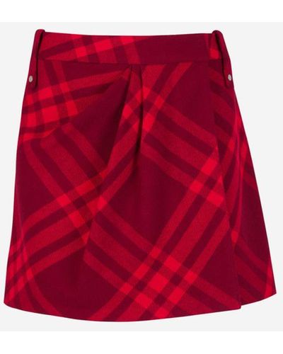 Burberry Plaid Pleated Skirt - Red