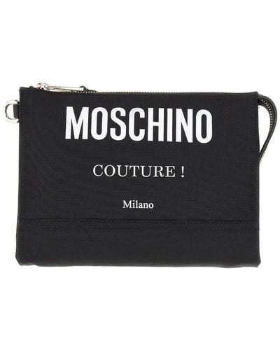 Moschino Clutch Bag With Logo - Black