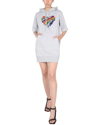 Michael Kors Organic Cotton Dress With Hood And Pride Heart Logo - White