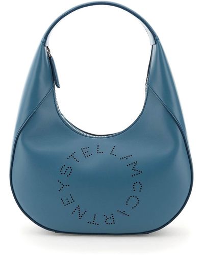 Stella McCartney Small Hobo Bag With Logo - Blue