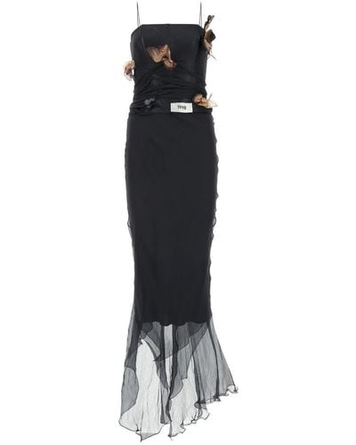 Dolce & Gabbana Kim Butterfly Detailed Long Chiffon Dress - Black