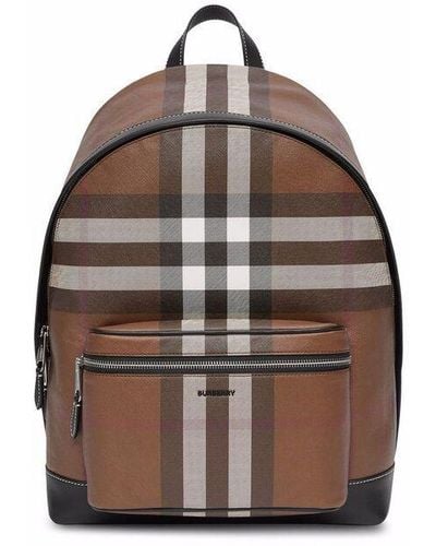 Burberry Check Backpack - Brown