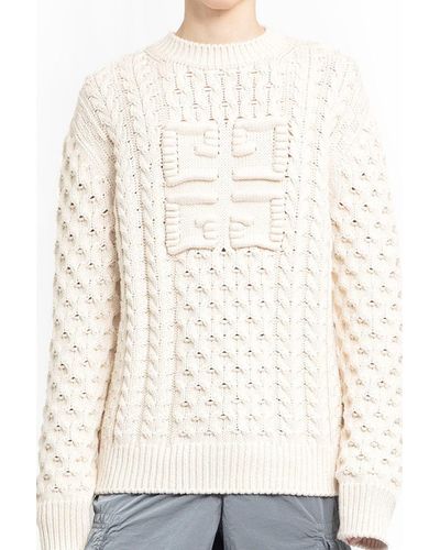 Givenchy Logo Cotton Crewneck Sweater - Natural