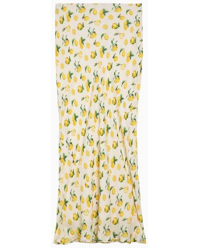 Sportmax Vanilla Long Skirt With Lemon Print - Yellow