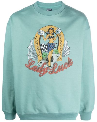 Rassvet (PACCBET) Lady Luck Crewneck Sweatshirt Knit Clothing - Blue