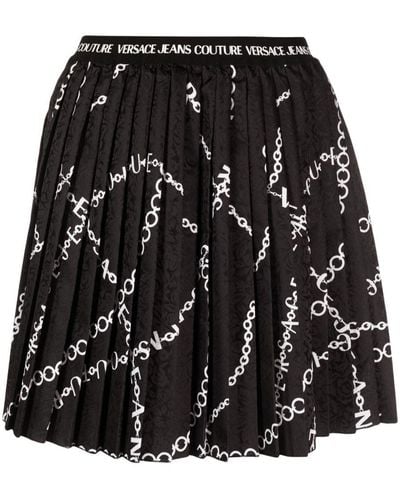 Versace Chain-link Print Pleated Skirt - Black