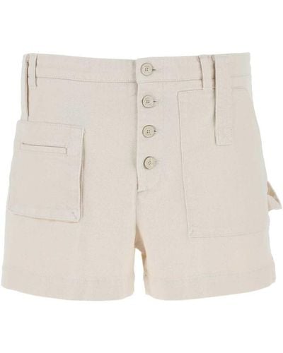 Etro Melange Ivory Stretch Cotton Shorts - Natural