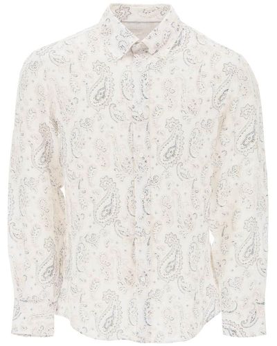 Brunello Cucinelli Linen Shirt With Paisley Pattern - White