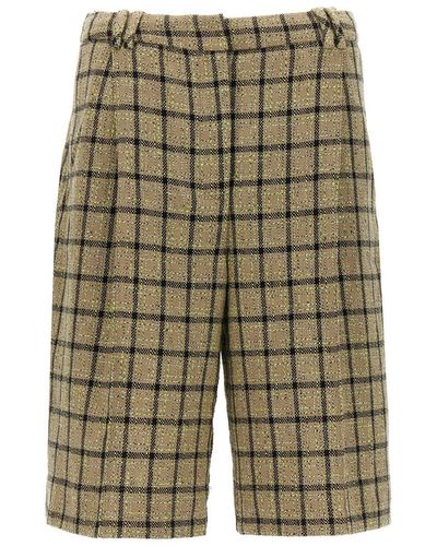 Ganni Check Bermuda Shorts Bermuda, Short - Green