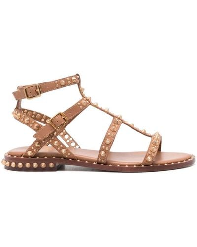 Ash Pepsy Studded Leather Sandals - Brown