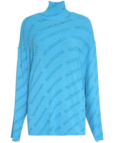 Balenciaga Turtleneck Sweater - Blue