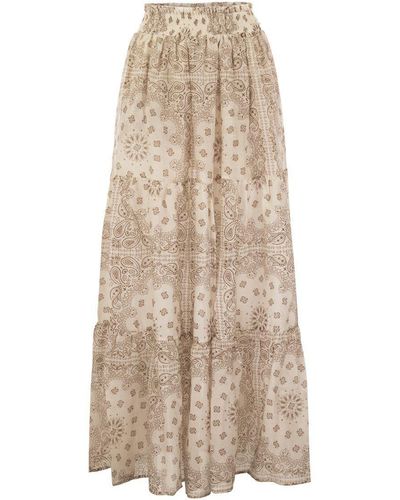 Mc2 Saint Barth Cheyenne - Long Skirt In Cotton And Silk. - Natural