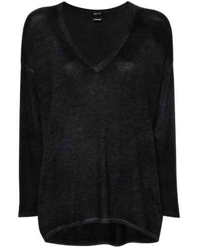 Avant Toi Hand Painted Oversize V-neck Pullover Clothing - Black