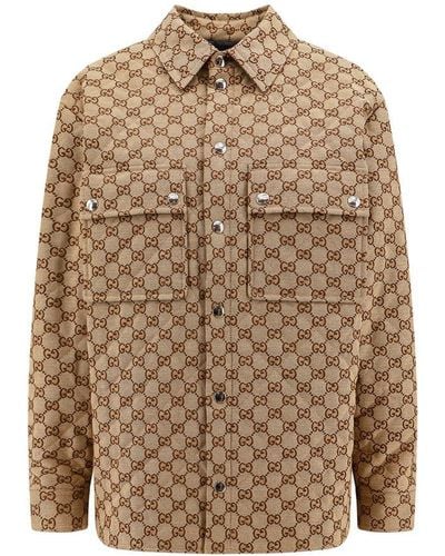 Gucci Gg Canvas Shirt Jacket - Natural